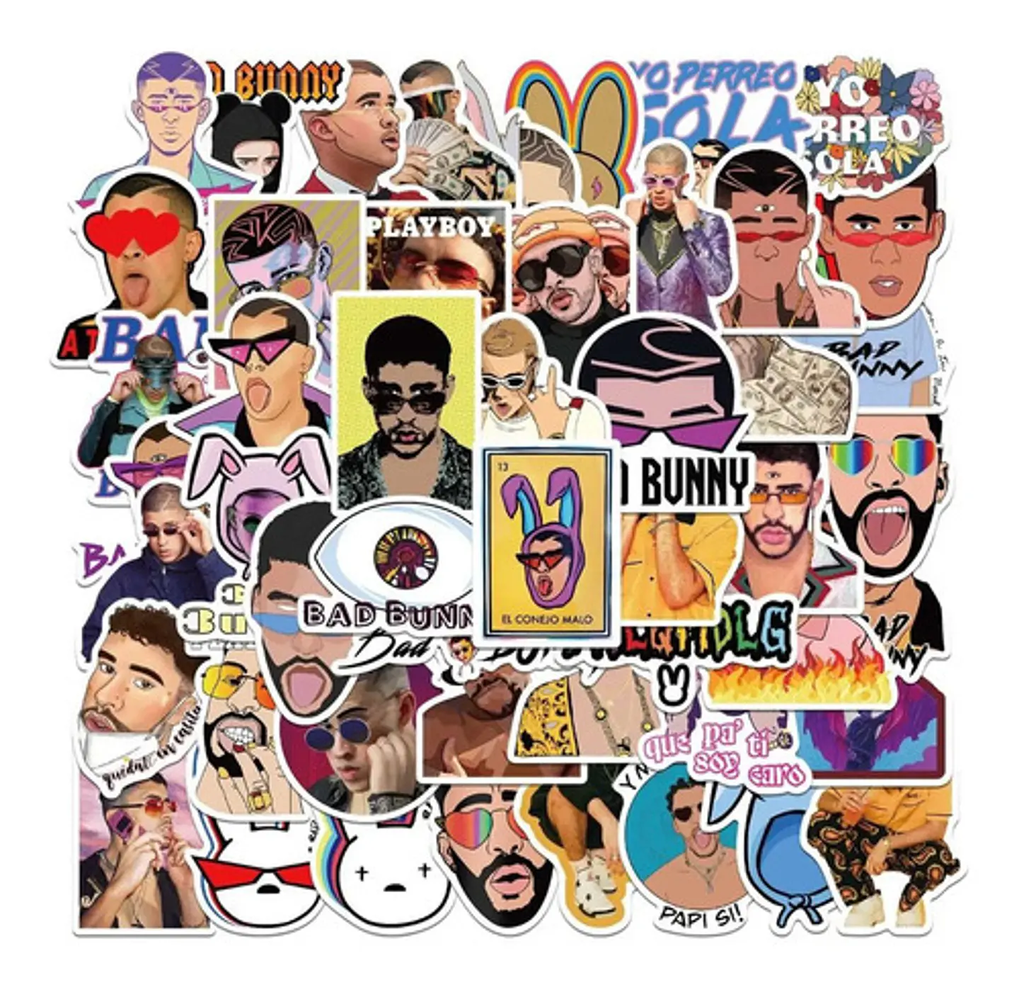 Bad Bunny - Set De 50 Stickers / Calcomanias 8
