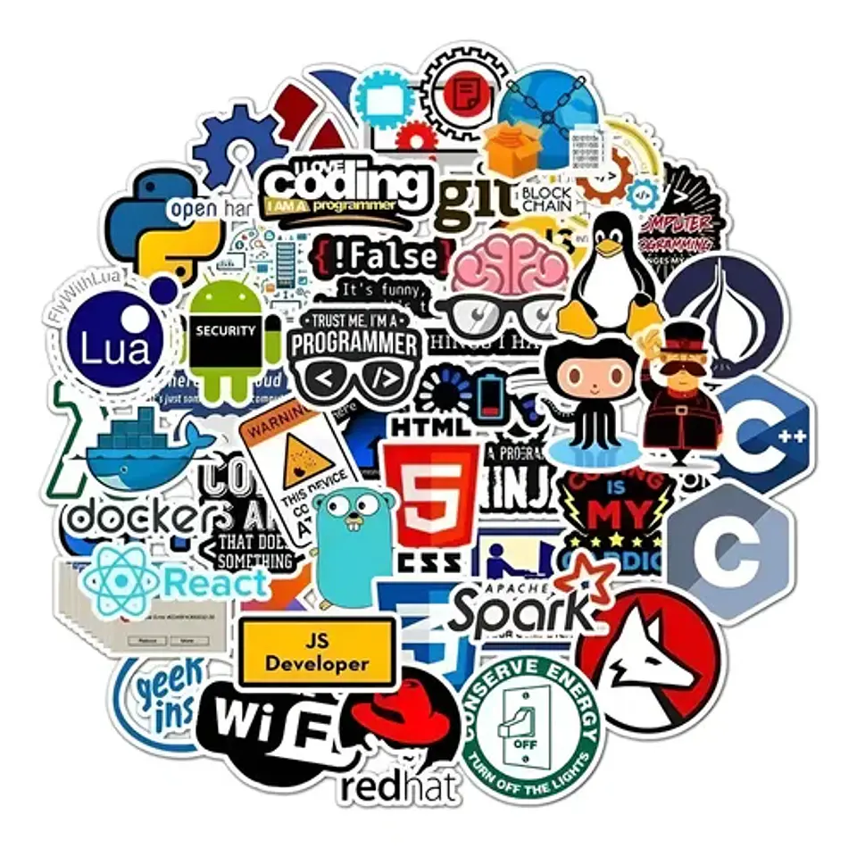 Programador Geek Java - Set De 50 Stickers / Calcomanias 1