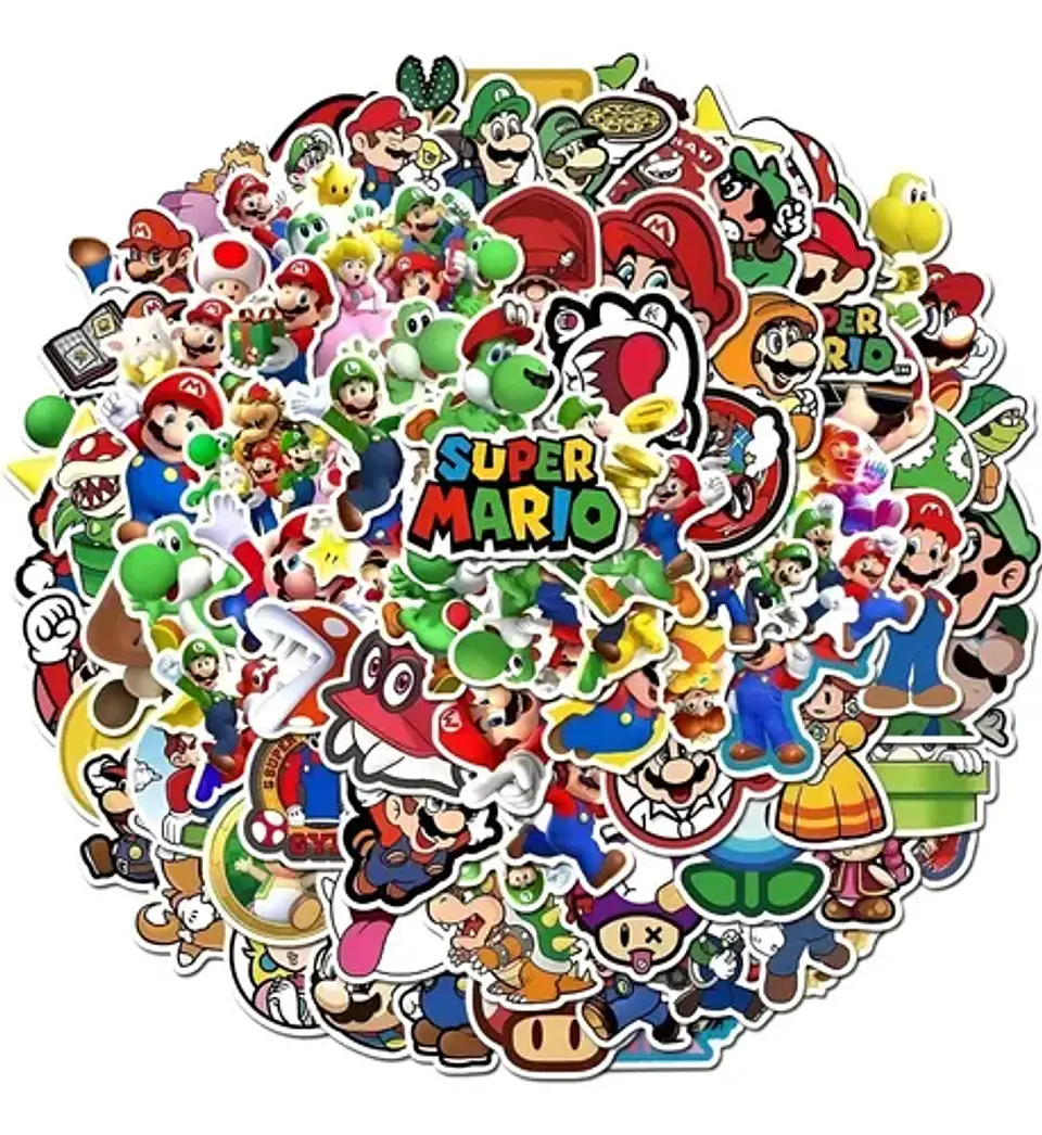 Set 100 Stickers De Super Mario Bros - Pegatinas/calcomanias 1