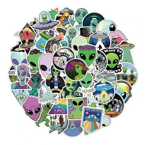 Ovni / Ufo - Set De 50 Stickers / Calcomanias / Pegatinas