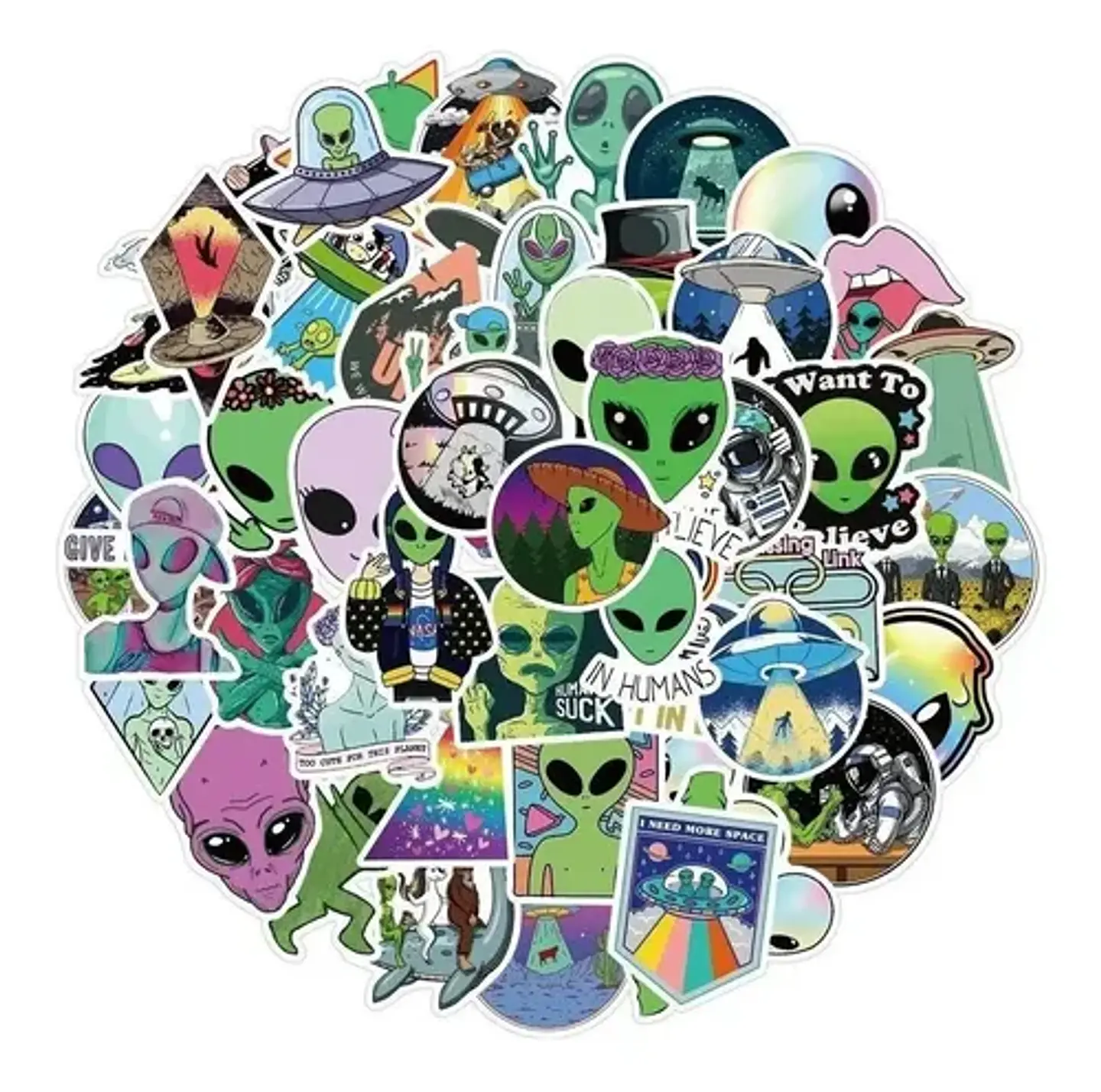 Ovni / Ufo - Set De 50 Stickers / Calcomanias / Pegatinas 1