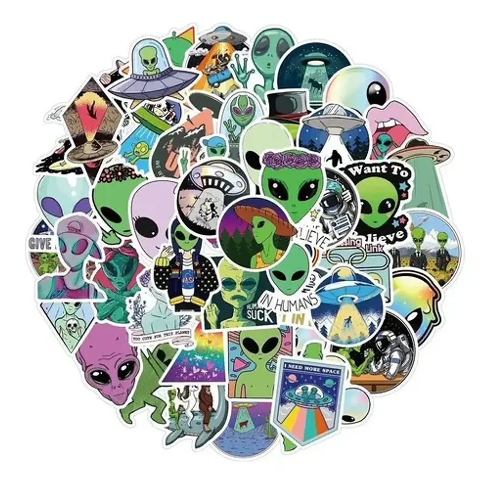 Ovni / Ufo - Set De 50 Stickers / Calcomanias / Pegatinas 1