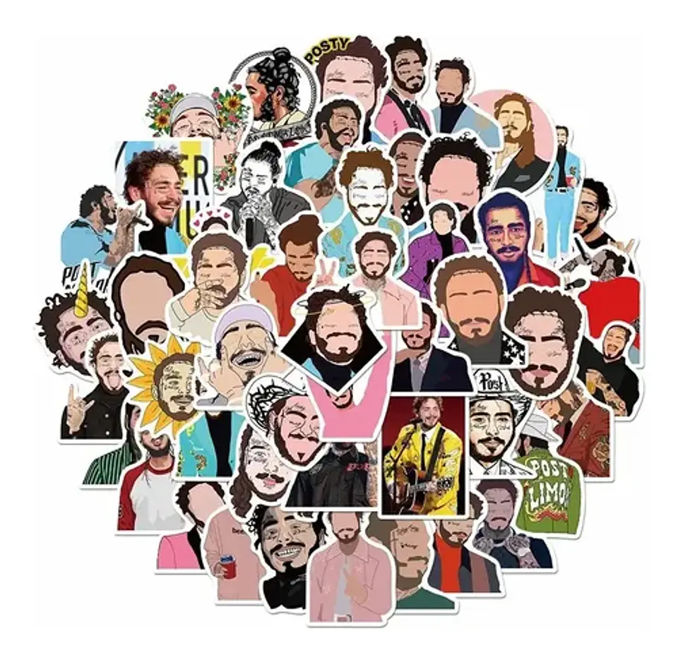Post Malone - Set De 50 Stickers / Calcomanias / Pegatinas 1
