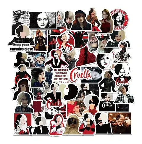 Cruella - Set De 50 Stickers / Calcomanias / Pegatinas