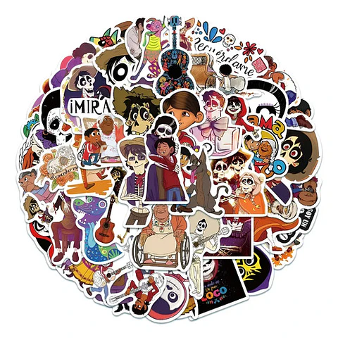 Coco - Set 50 Stickers / Calcomanias / Pegatinas