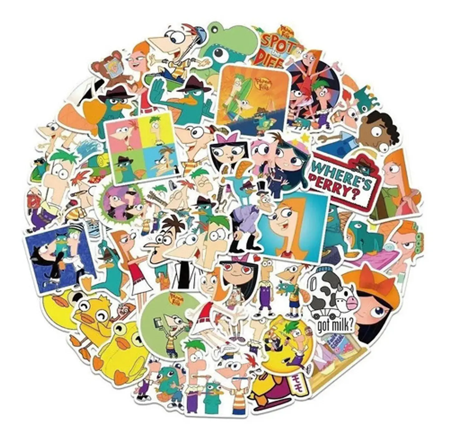 Phineas Y Fer - Set De 50 Stickers / Calcomanias / Pegatinas 1