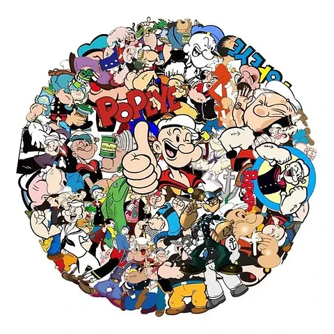 Popeye - Set De 50 Stickers / Calcomanias / Pegatinas