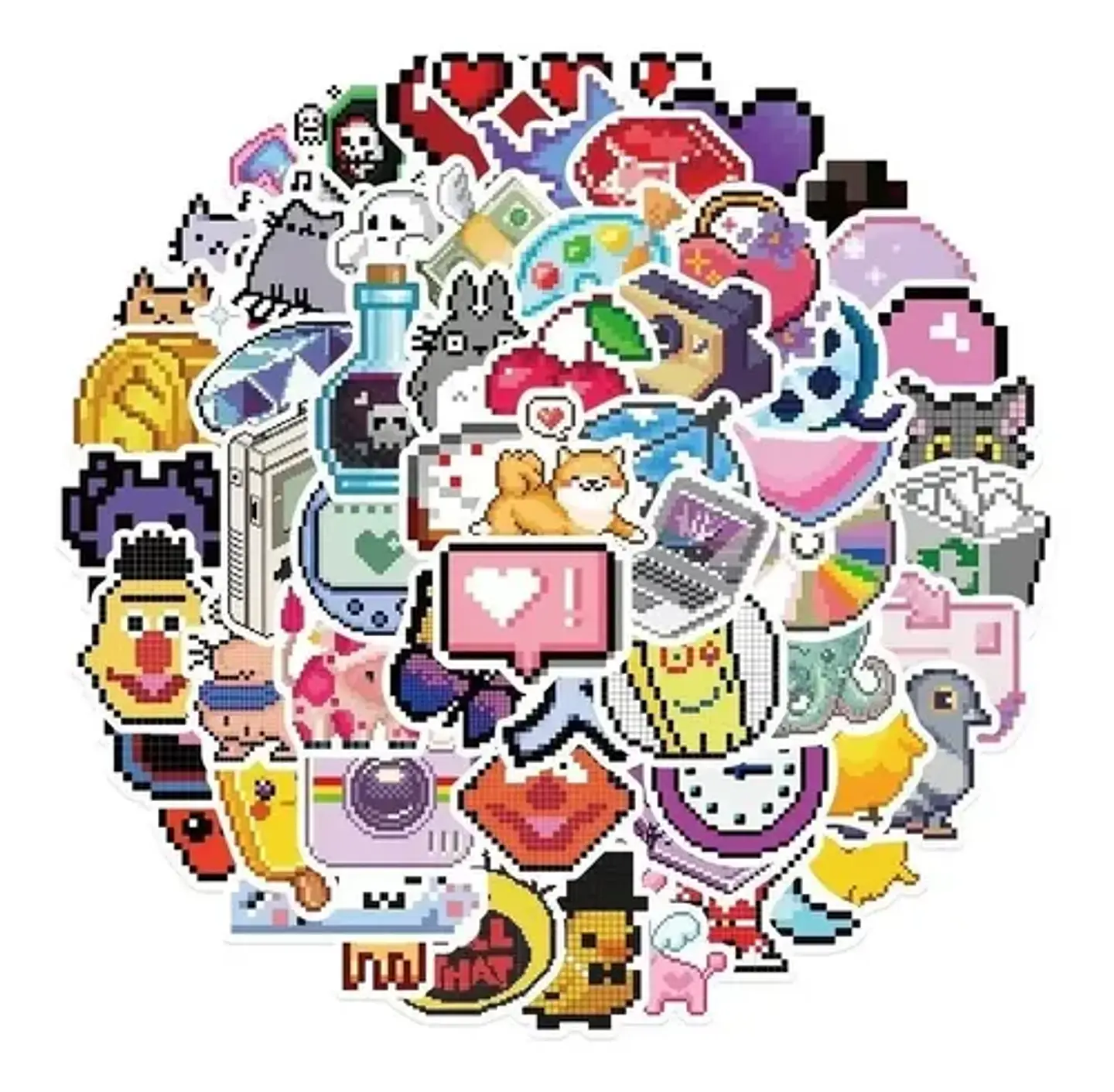 8 Bits Estilo Pixel - Set De 50 Stickers / Calcomanias 1