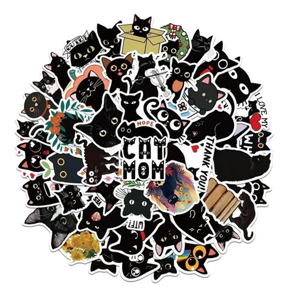 Gato Kawaii - Set De 50 Stickers / Calcomanias / Pegatinas 1