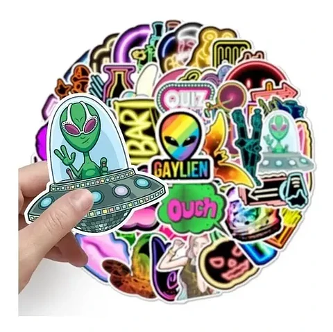 Luz De Neón - Set De 50 Stickers / Calcomanias / Pegatinas