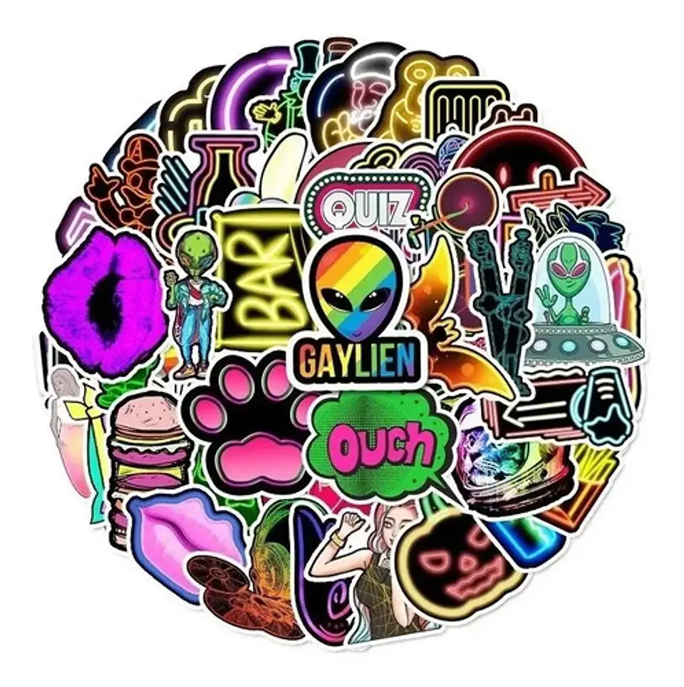 Luz De Neón - Set De 50 Stickers / Calcomanias / Pegatinas 4