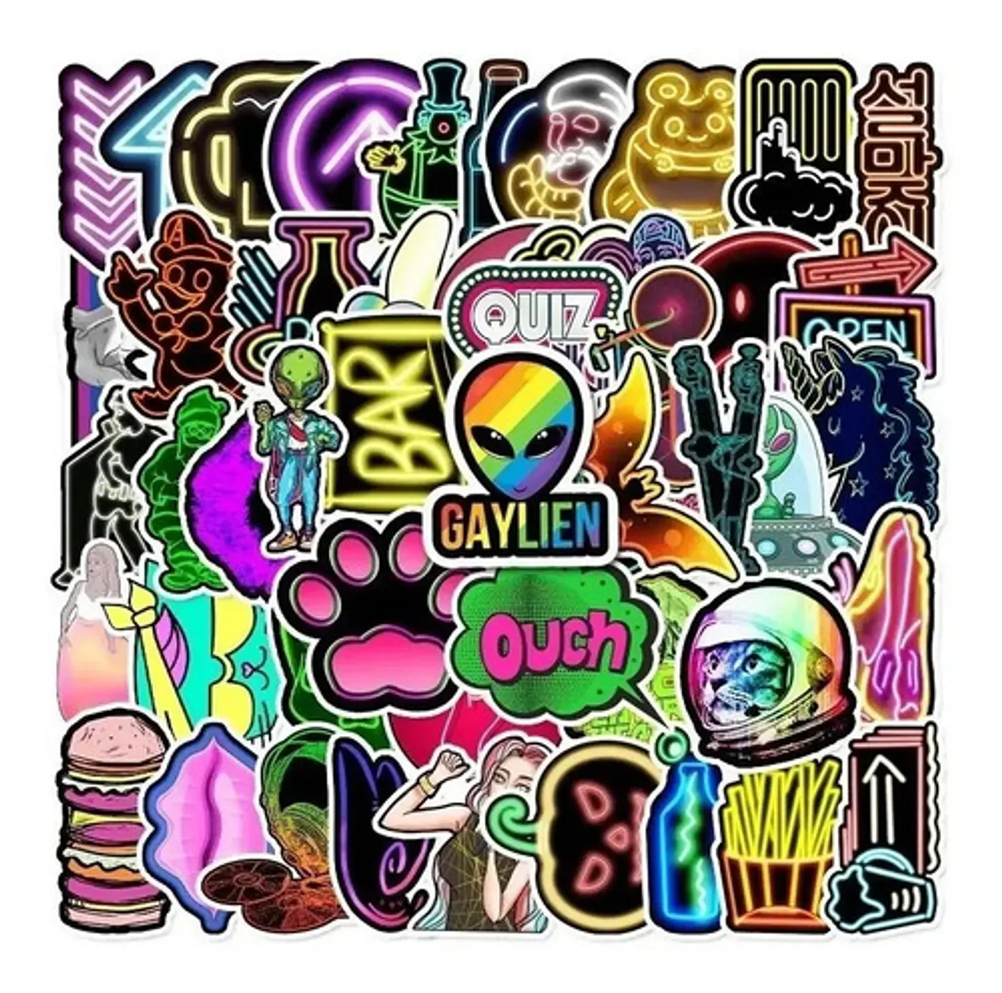 Luz De Neón - Set De 50 Stickers / Calcomanias / Pegatinas 5