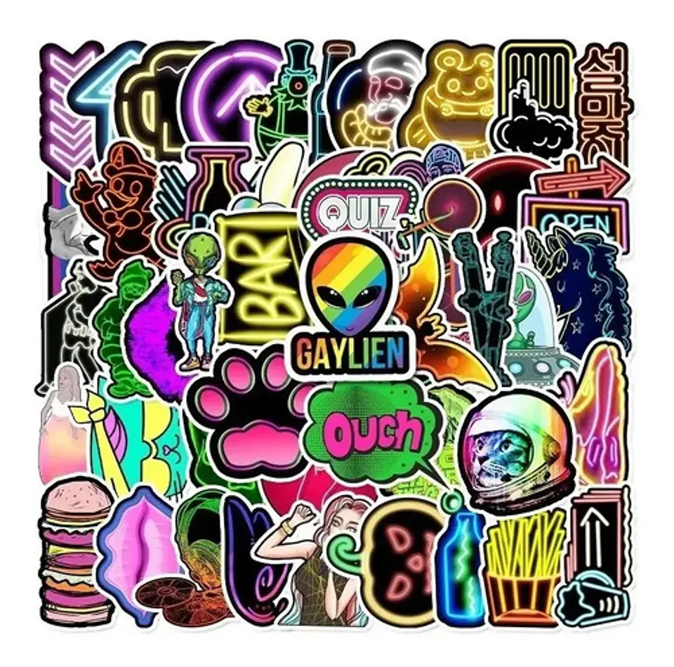 Luz De Neón - Set De 50 Stickers / Calcomanias / Pegatinas 5