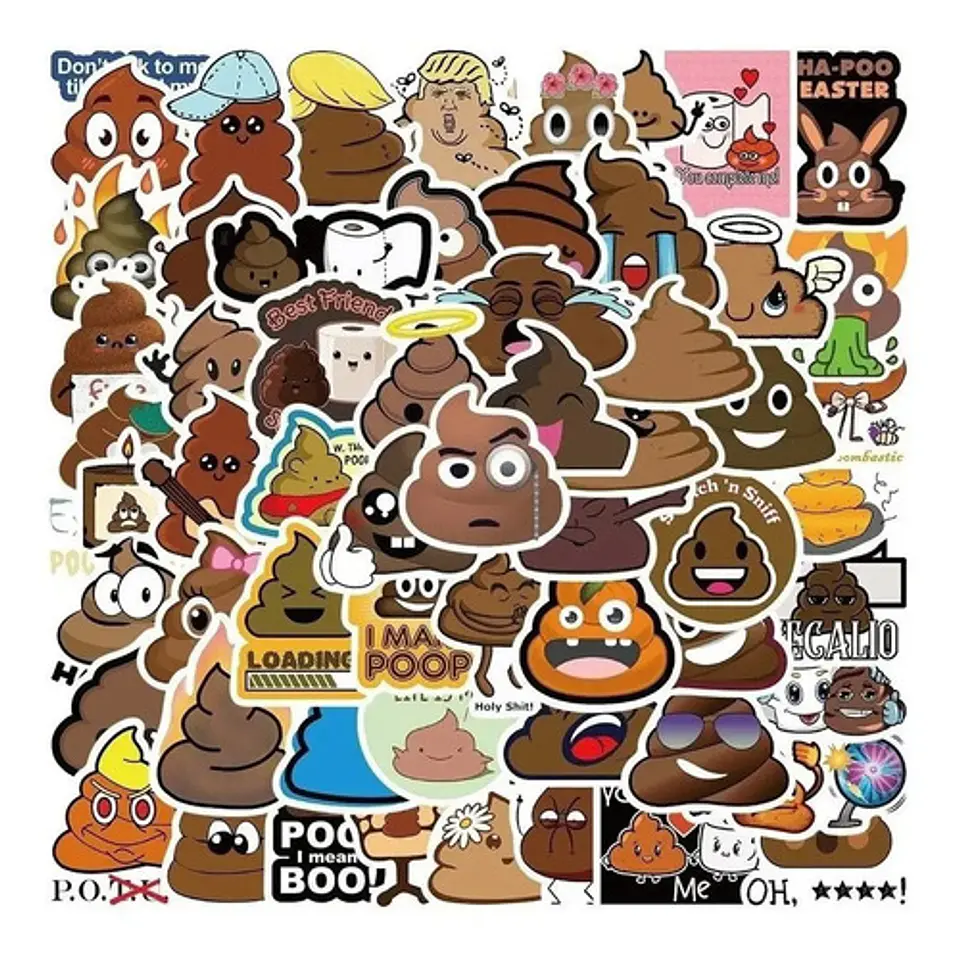 Emoji Caca Kawaii - Set De 50 Stickers / Calcomanias 4