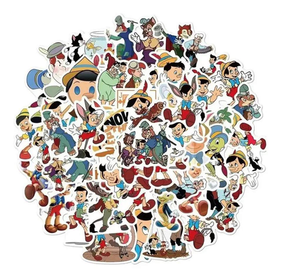 Pinocho - Set De 50 Stickers / Calcomanias / Pegatinas 1