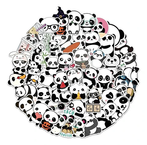 Panda Kawaii - Set De 50 Stickers / Calcomanias / Pegatinas