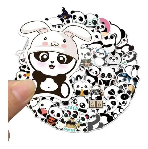 Panda Kawaii - Set De 50 Stickers / Calcomanias / Pegatinas