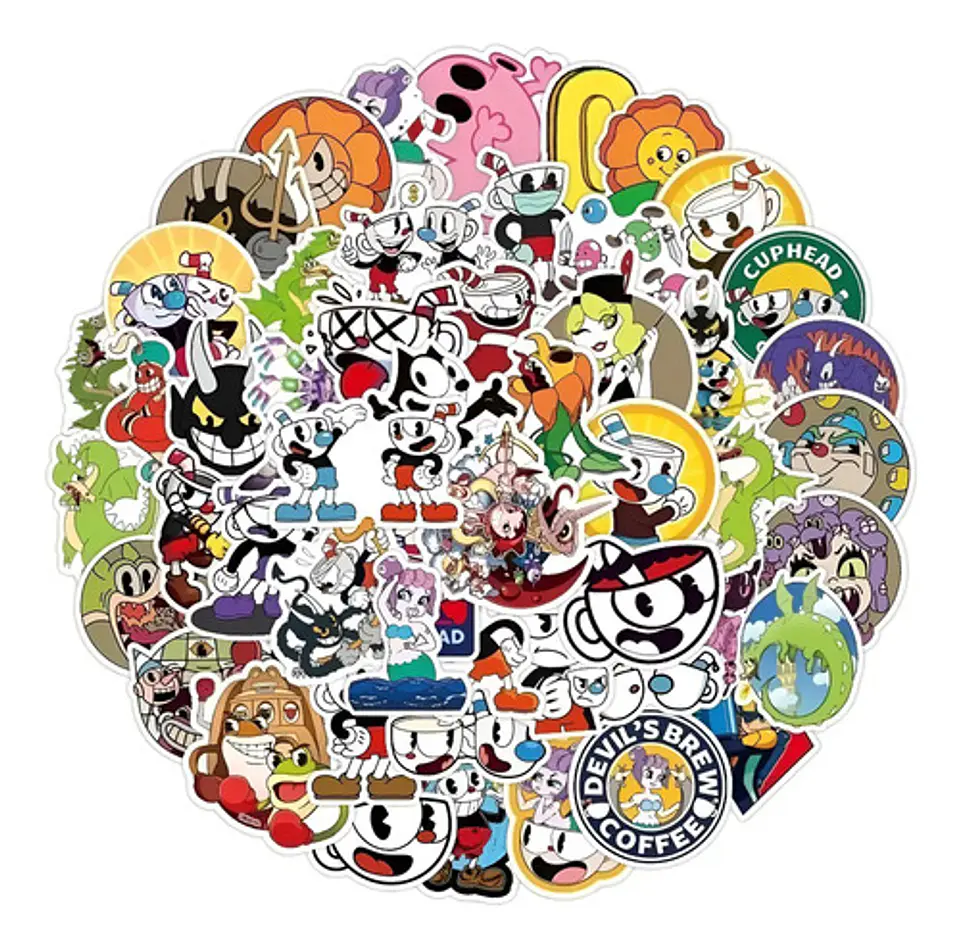 Cuphead - Set De 50 Stickers / Calcomanias / Pegatinas 1