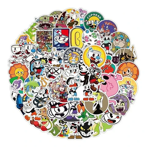 Cuphead - Set De 50 Stickers / Calcomanias / Pegatinas