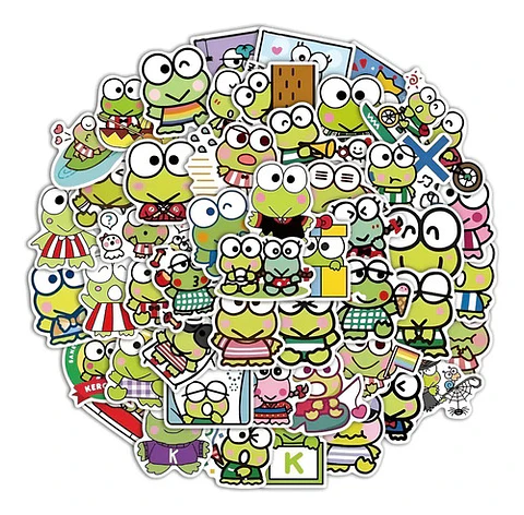 Keroppi / Hello Kitty - Set De 50 Stickers / Calcomanías 