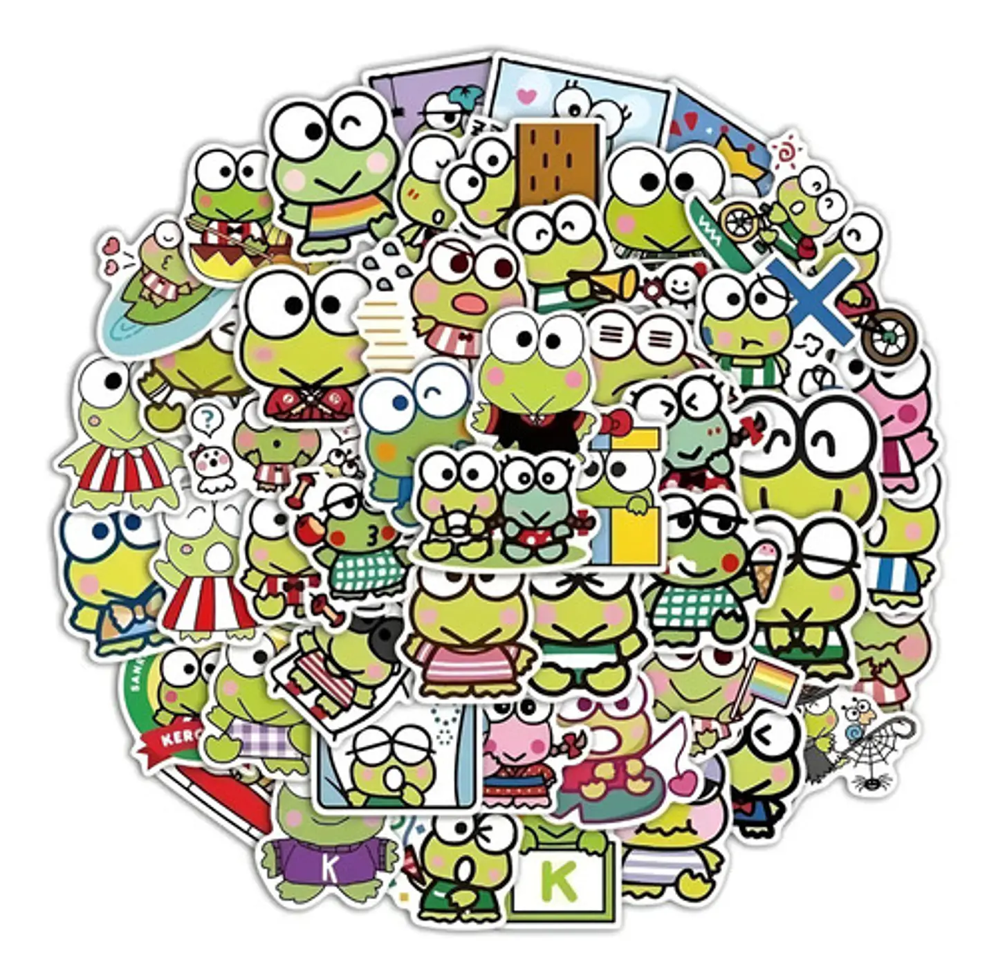 Keroppi / Hello Kitty - Set De 50 Stickers / Calcomanías  1