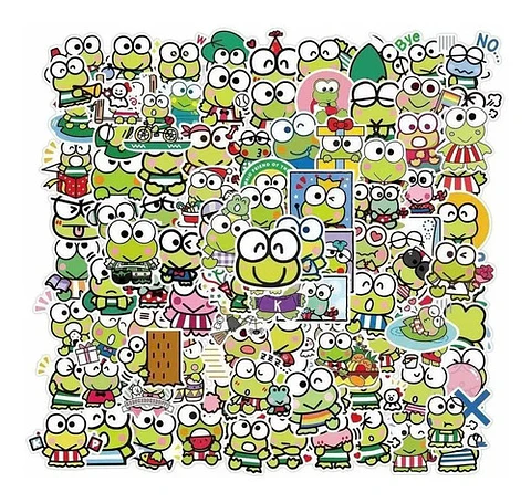 Keroppi / Hello Kitty - Set De 50 Stickers / Calcomanías 