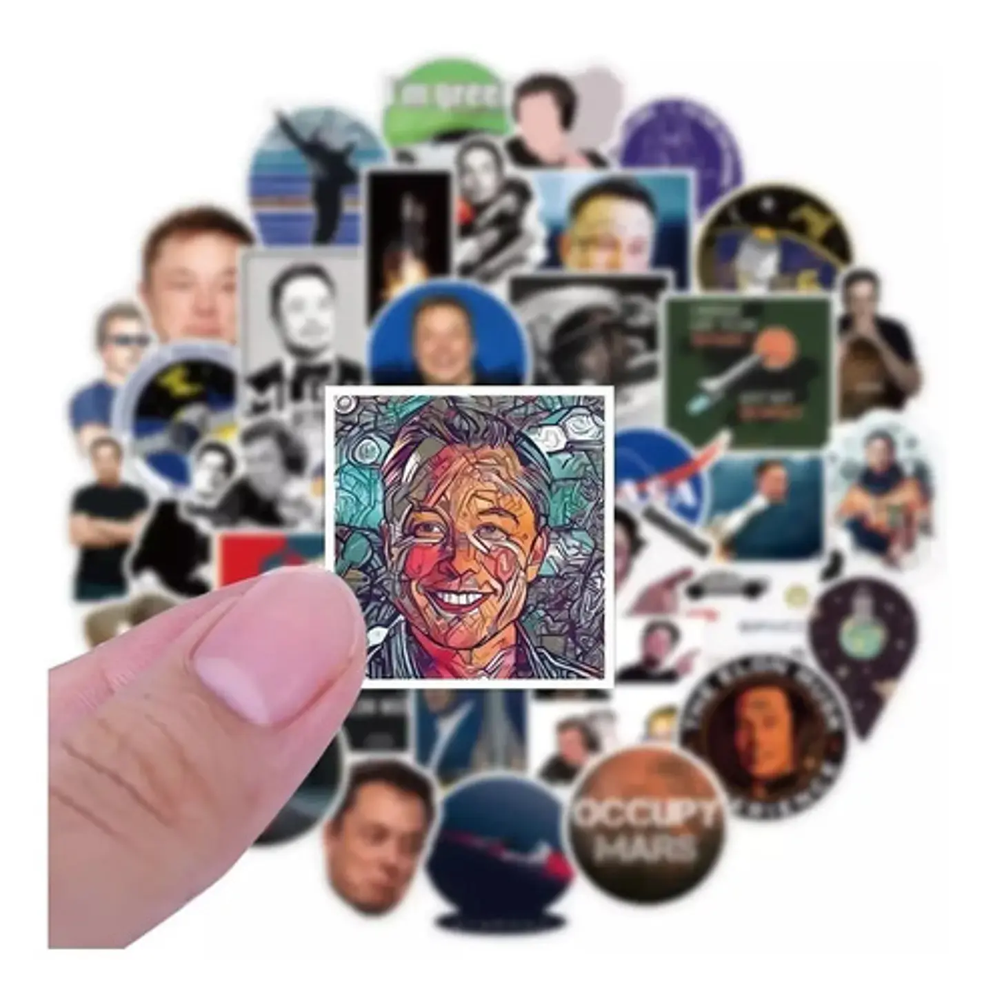 Elon Musk - Set De 50 Stickers / Calcomanias / Pegatinas 2
