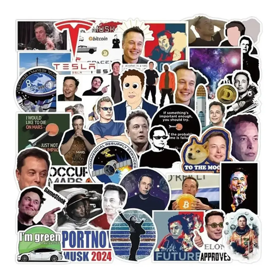 Elon Musk - Set De 50 Stickers / Calcomanias / Pegatinas 3
