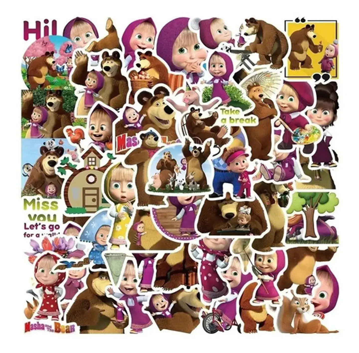 Masha Y El Oso - Set 50 Stickers / Calcomanias / Pegatinas 4