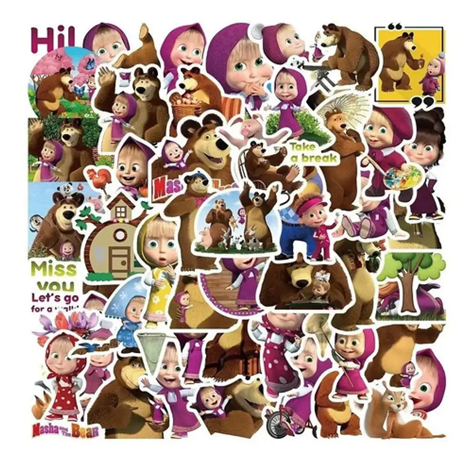 Masha Y El Oso - Set 50 Stickers / Calcomanias / Pegatinas 4