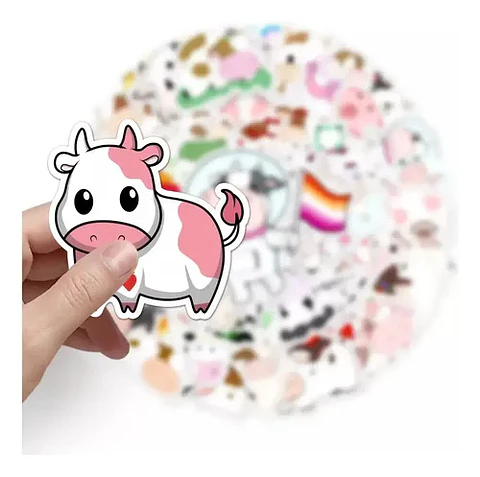 Vaca Kawaii - Set De 50 Stickers / Calcomanias / Pegatinas
