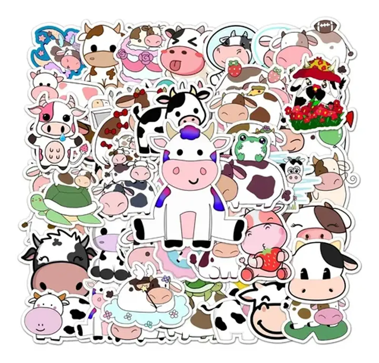 Vaca Kawaii - Set De 50 Stickers / Calcomanias / Pegatinas 3