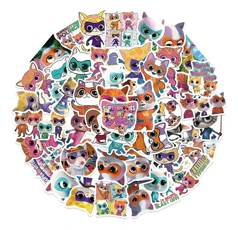 Supergatitos - Set De 50 Stickers / Calcomanias / Pegatinas