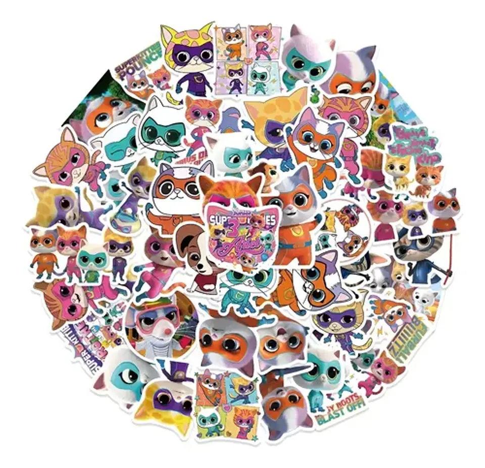 Supergatitos - Set De 50 Stickers / Calcomanias / Pegatinas 1