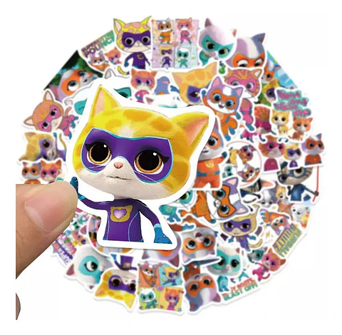 Supergatitos - Set De 50 Stickers / Calcomanias / Pegatinas