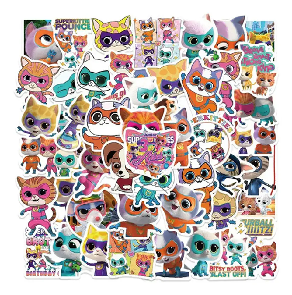 Supergatitos - Set De 50 Stickers / Calcomanias / Pegatinas 4