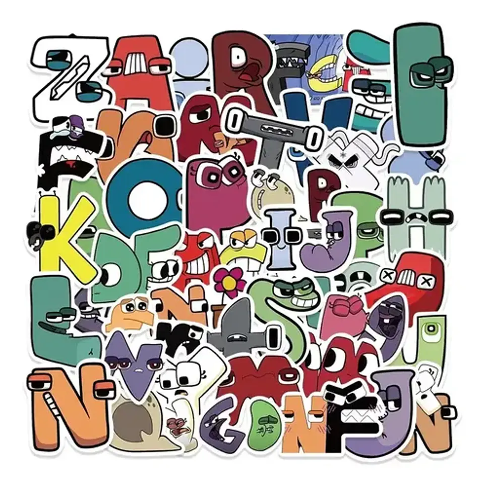 Alfabeto - Set De 50 Stickers / Calcomanias / Pegatinas 4