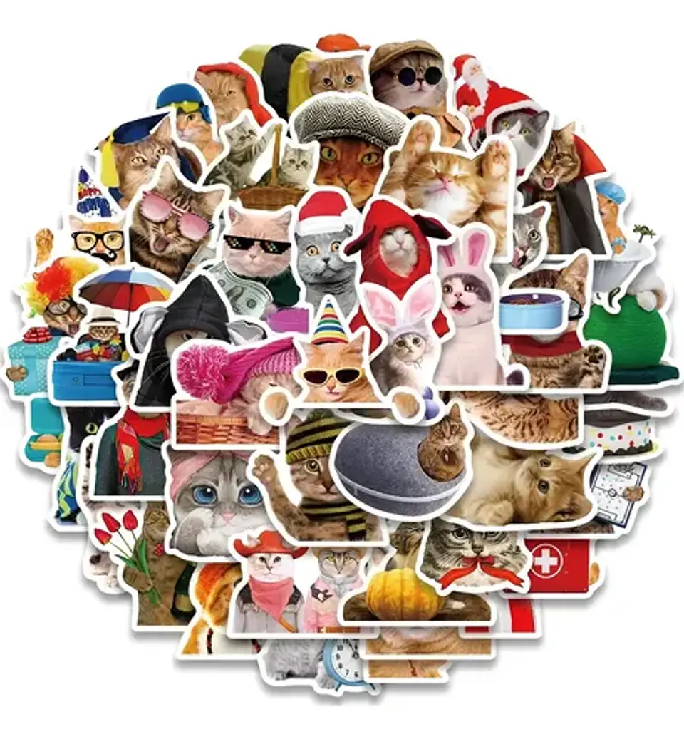 Gato Gatitos Kawaii - Set De 50 Stickers / Calcomanias 1