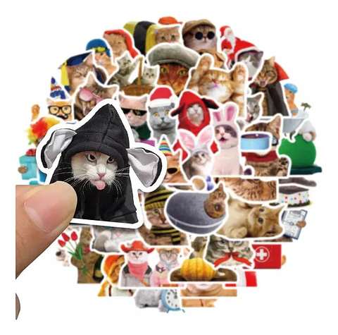 Gato Gatitos Kawaii - Set De 50 Stickers / Calcomanias