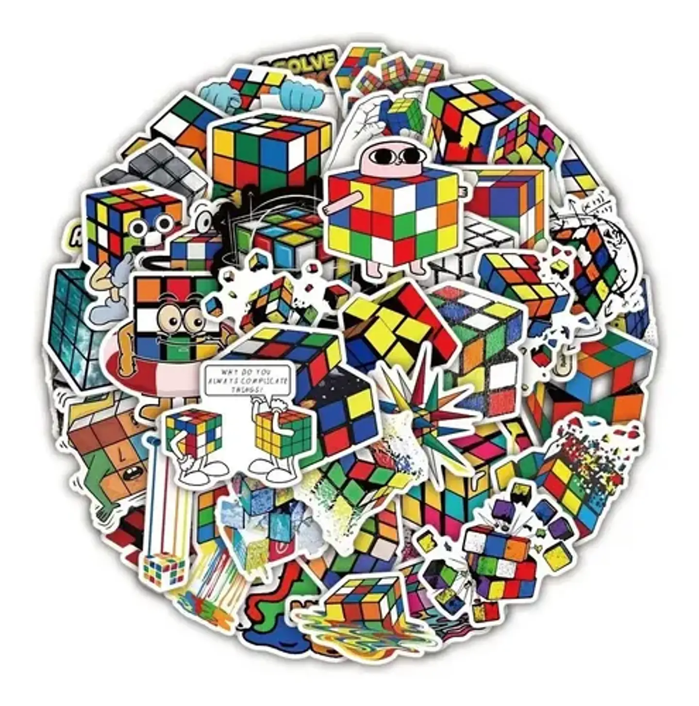 Cubo De Rubik - Set De 50 Stickers / Calcomanias / Pegatinas 1