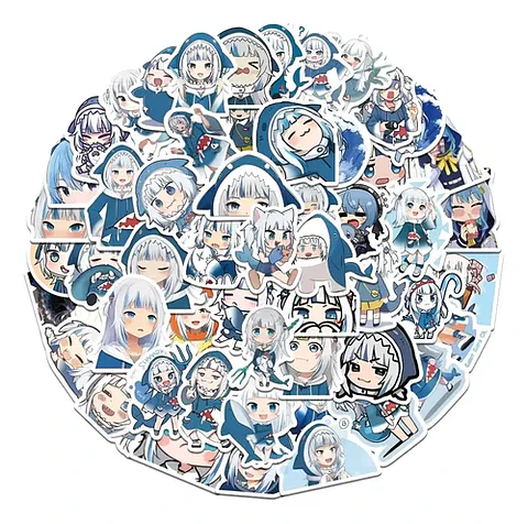 Gawr Gura - Set De 50 Stickers / Calcomanias / Pegatinas