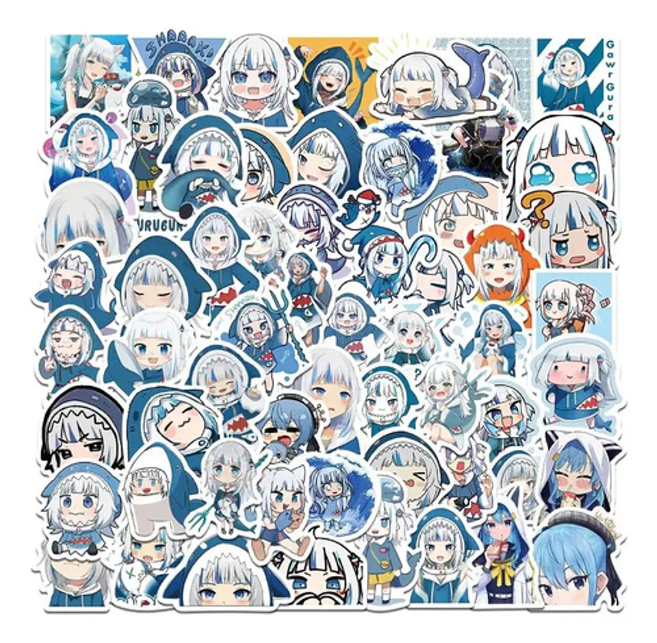 Gawr Gura - Set De 50 Stickers / Calcomanias / Pegatinas 4