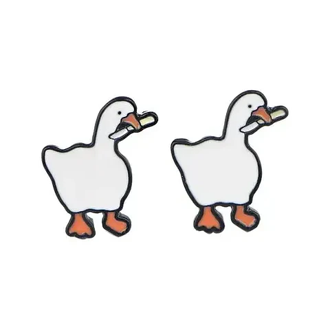 Aros Aretes Pendientes Pato Malo Kawaii / Acero Quirúrgico