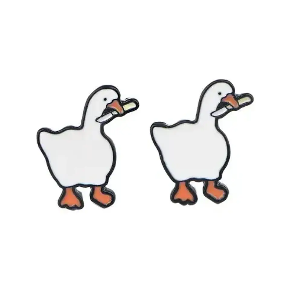 Aros Aretes Pendientes Pato Malo Kawaii / Acero Quirúrgico 1