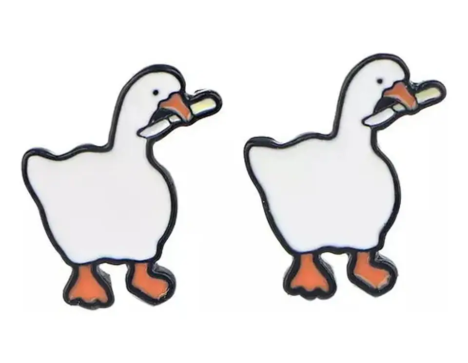 Aros Aretes Pendientes Pato Malo Kawaii / Acero Quirúrgico 3