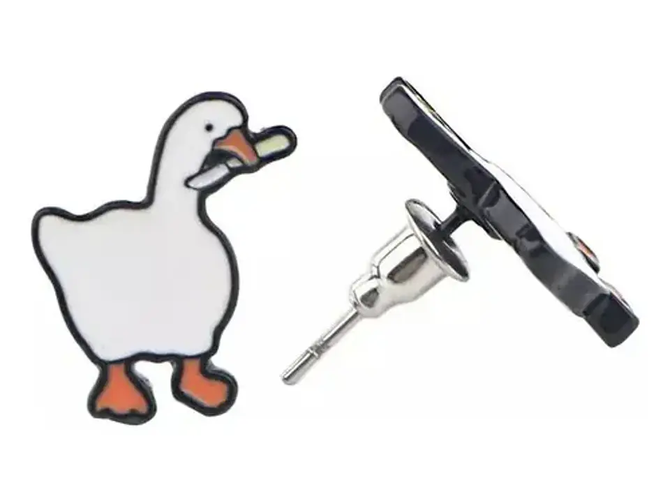 Aros Aretes Pendientes Pato Malo Kawaii / Acero Quirúrgico 4