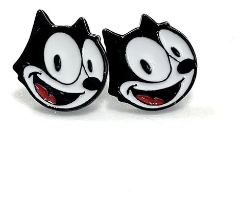 Aros Aretes Pendientes Del Gato Félix / Acero Quirúrgico