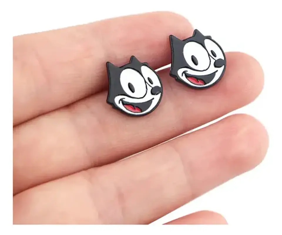 Aros Aretes Pendientes Del Gato Félix / Acero Quirúrgico 3
