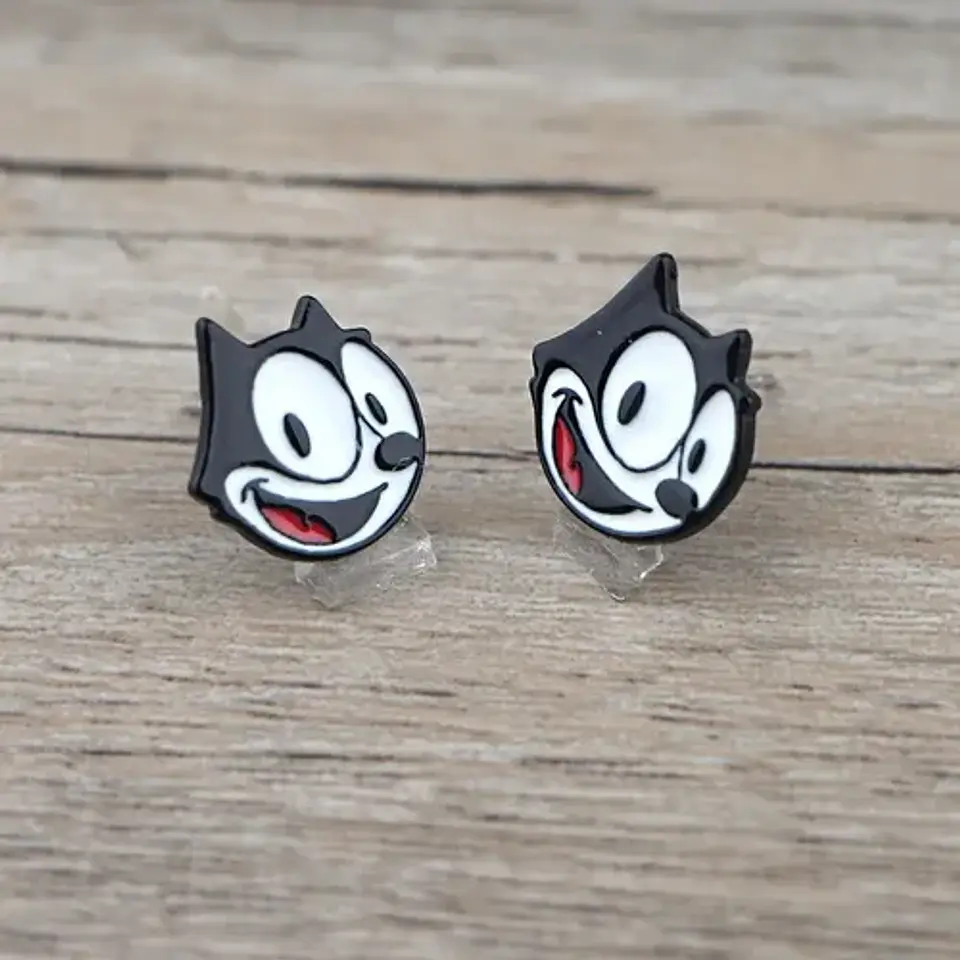 Aros Aretes Pendientes Del Gato Félix / Acero Quirúrgico 7