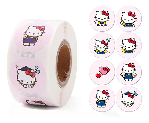 Hello Kitty - Set De 500 Stickers / Rollo De Pegatinas